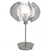 Lampe de table filaire SEPIA argentée en acrylique et fils de nylon