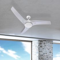 Plafonnier ventilateur contemporain PRIMO en PVC blanc/gris métallisé