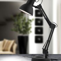 Lampe de bureau industrielle articulée FAMOUS noire en métal