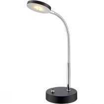 Lampe de bureau design Led flexible DENIZ noire en métal chromé