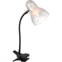 Lampe de bureau à pince CLIP transparente blanche en métal et PVC
