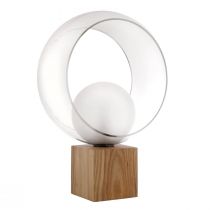 Lampe de salon OKIO transparente et bois en verre brun et bois