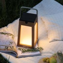 Lanterne solaire extérieur LED TINK en teck couleur bois