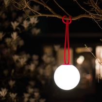 Lampe baladeuse extérieur LED BOLLEKE en polypropylène blanc anse rouge