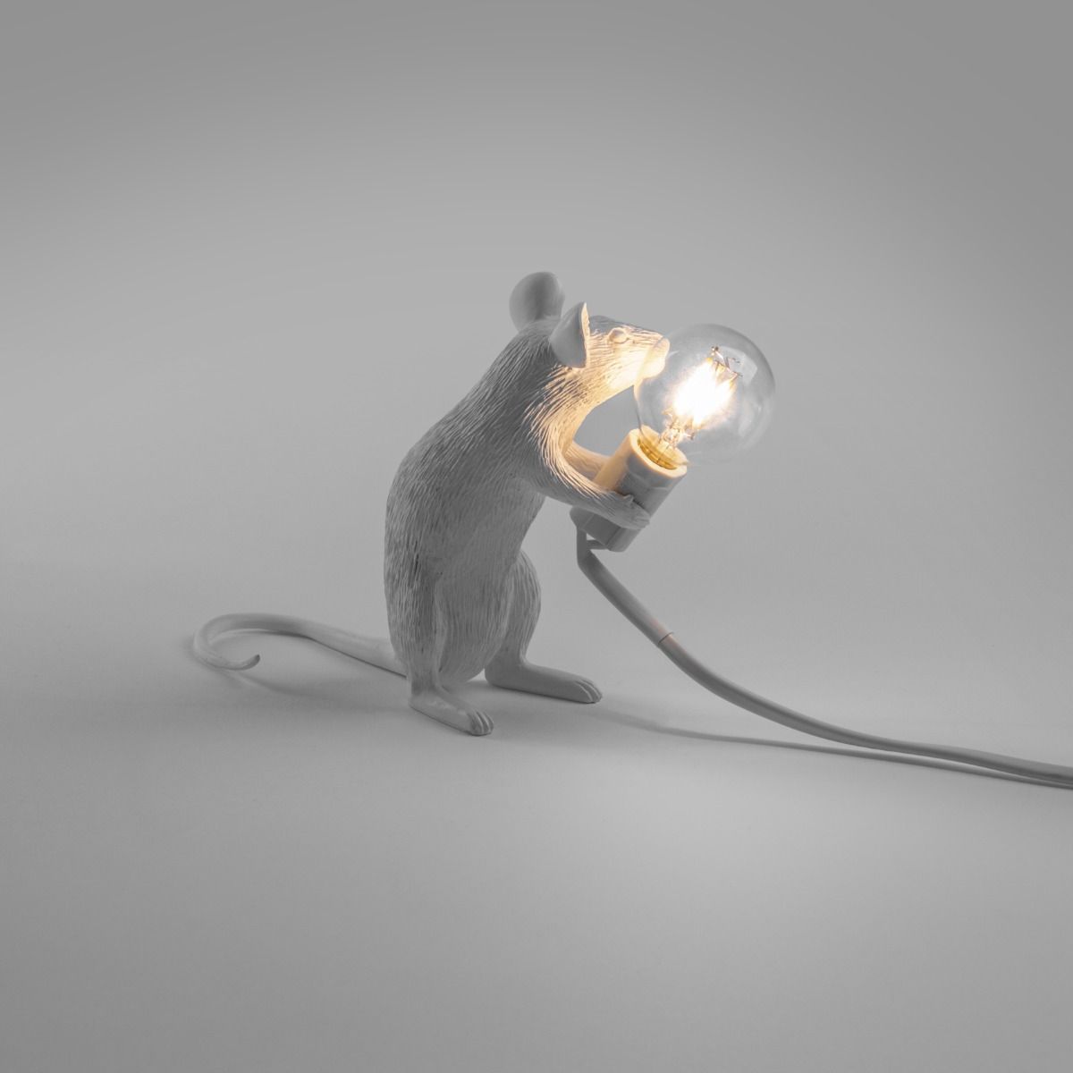 Lampe à poser MOUSE Souris assise USB polypropylène blanc H12.5cm