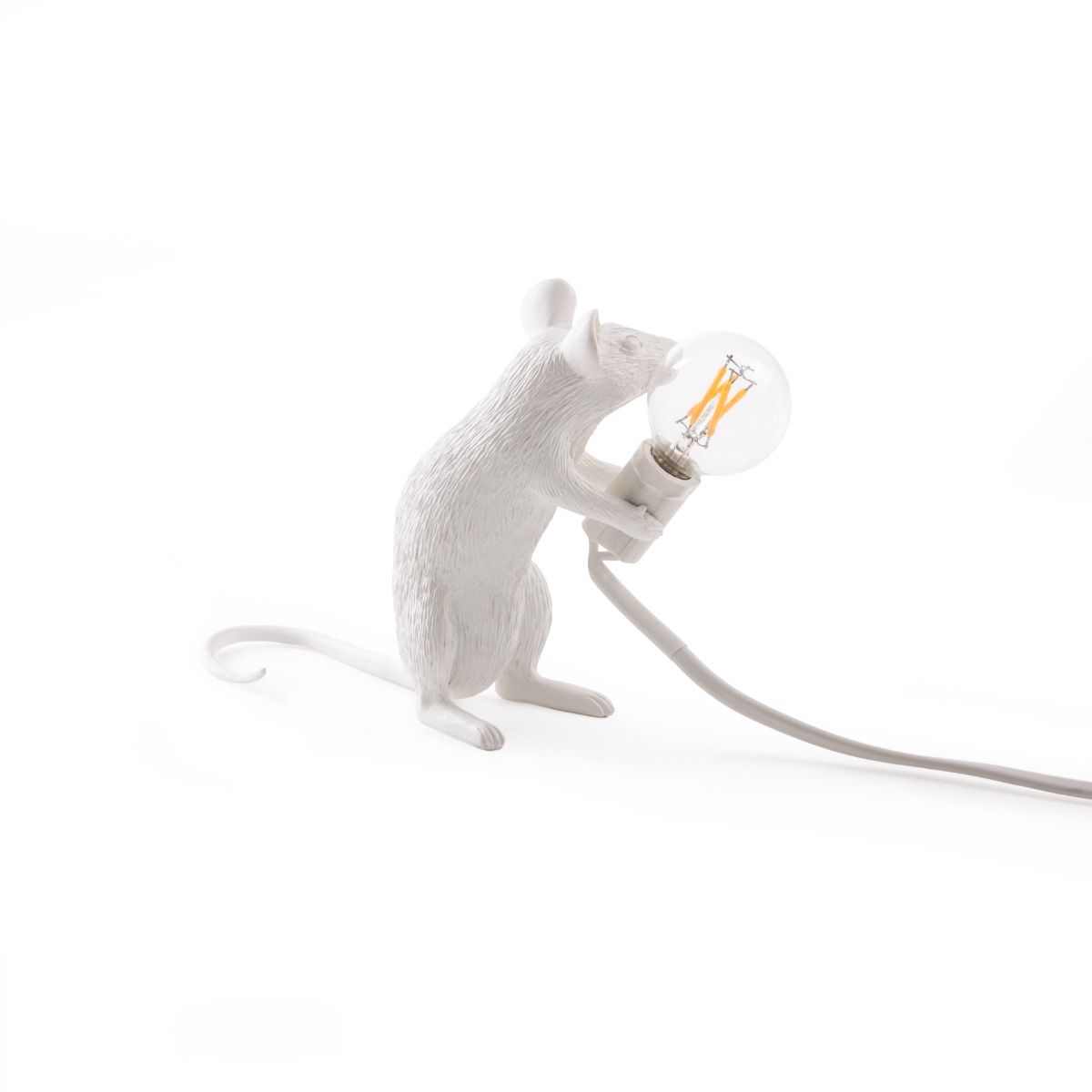 Lampe à poser MOUSE Souris assise USB polypropylène blanc H12.5cm