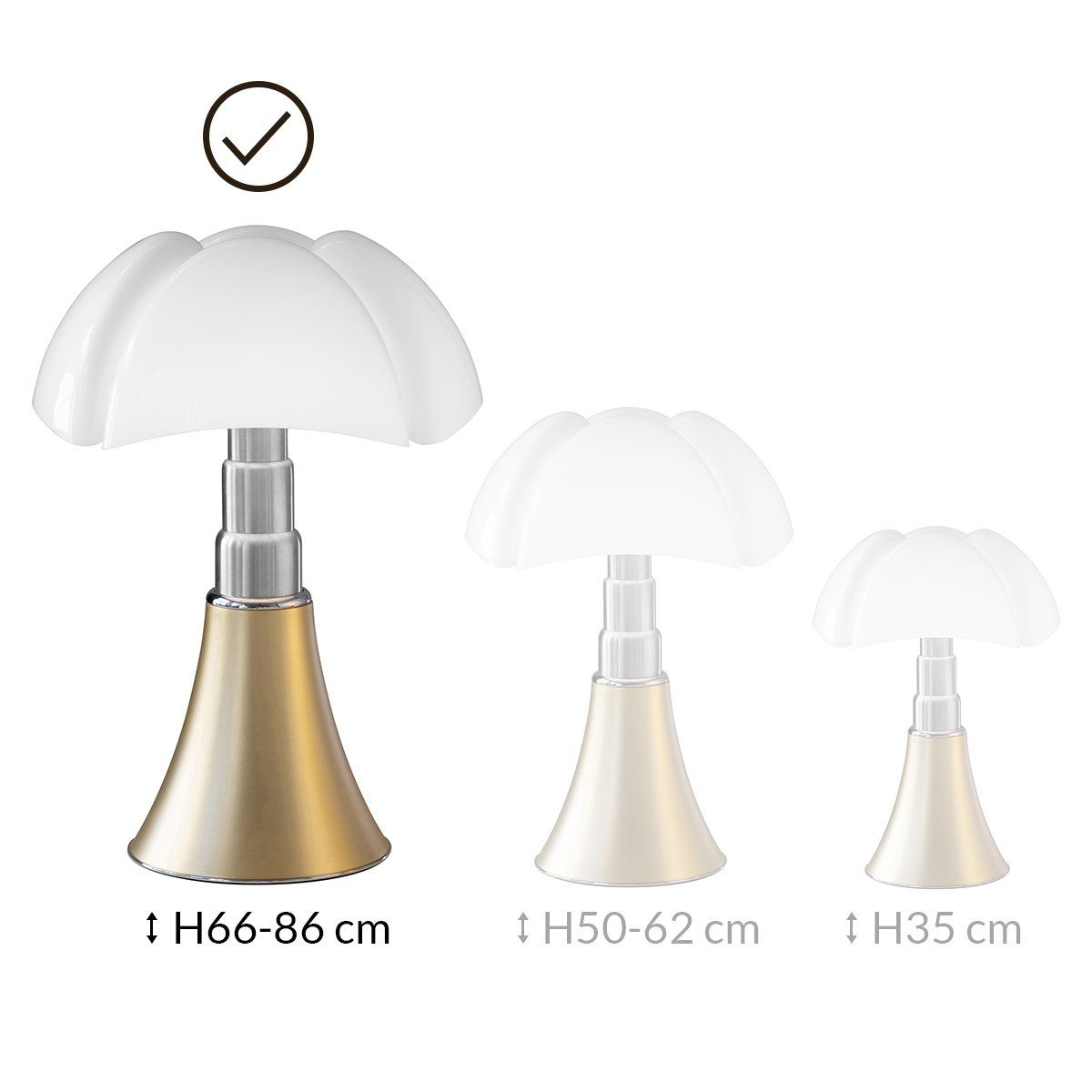 Lampe PIPISTRELLO GM laiton satiné H86cm