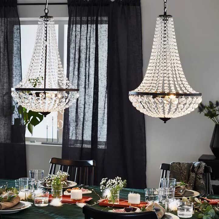 Lustre GRANSO (2x40W) en verre et métal noir