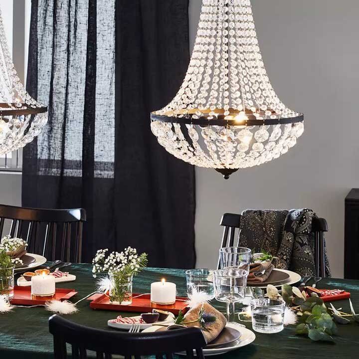 Lustre GRANSO (2x40W) en verre et métal noir