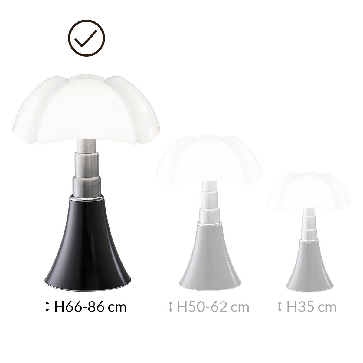 Lampe LED dimmable PIPISTRELLO GM noir mat H86cm