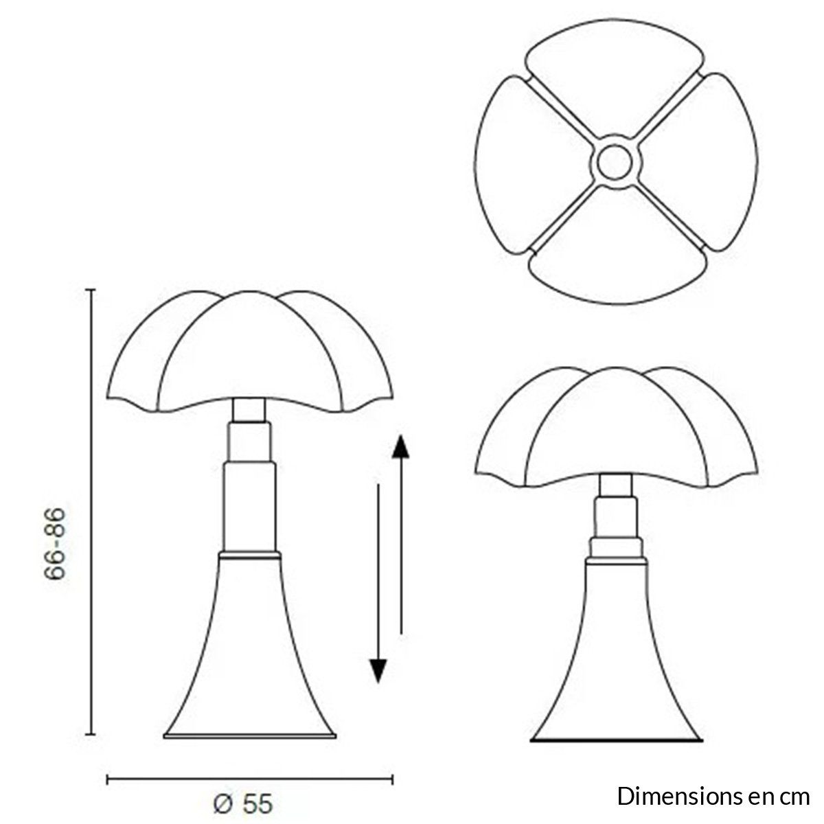 Lampe LED dimmable PIPISTRELLO GM noir mat H86cm
