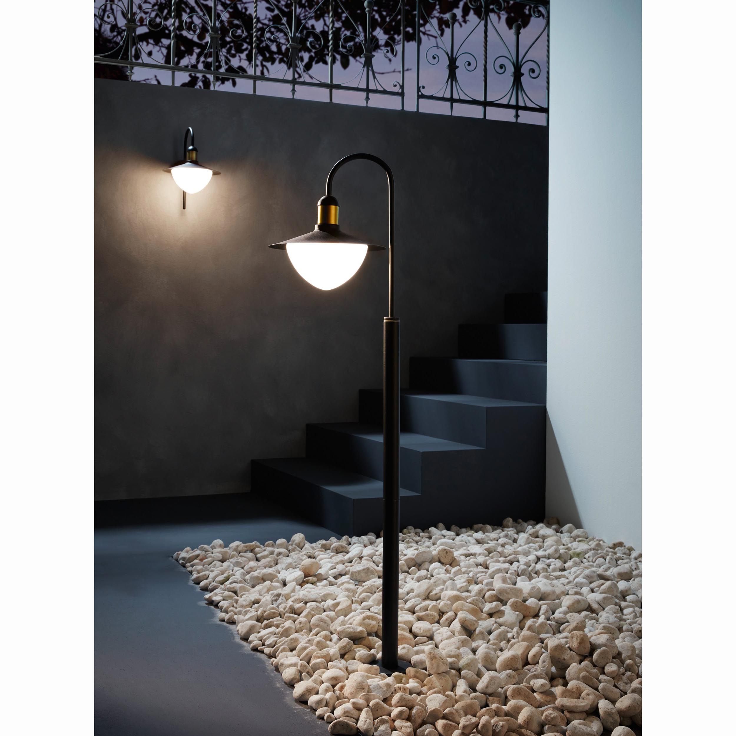 Potelet extérieur SIRMIONE en acier galvanisé noir et verre E27 60W