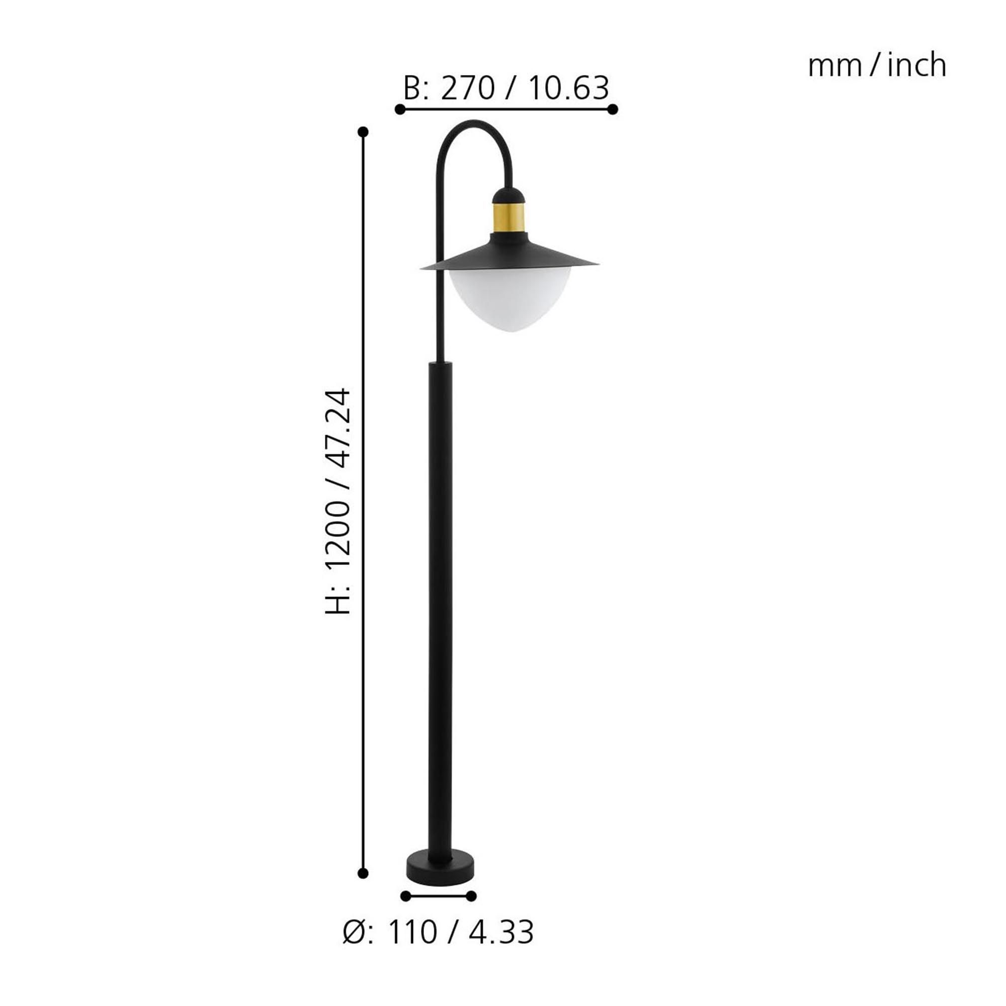 Potelet extérieur SIRMIONE en acier galvanisé noir et verre E27 60W