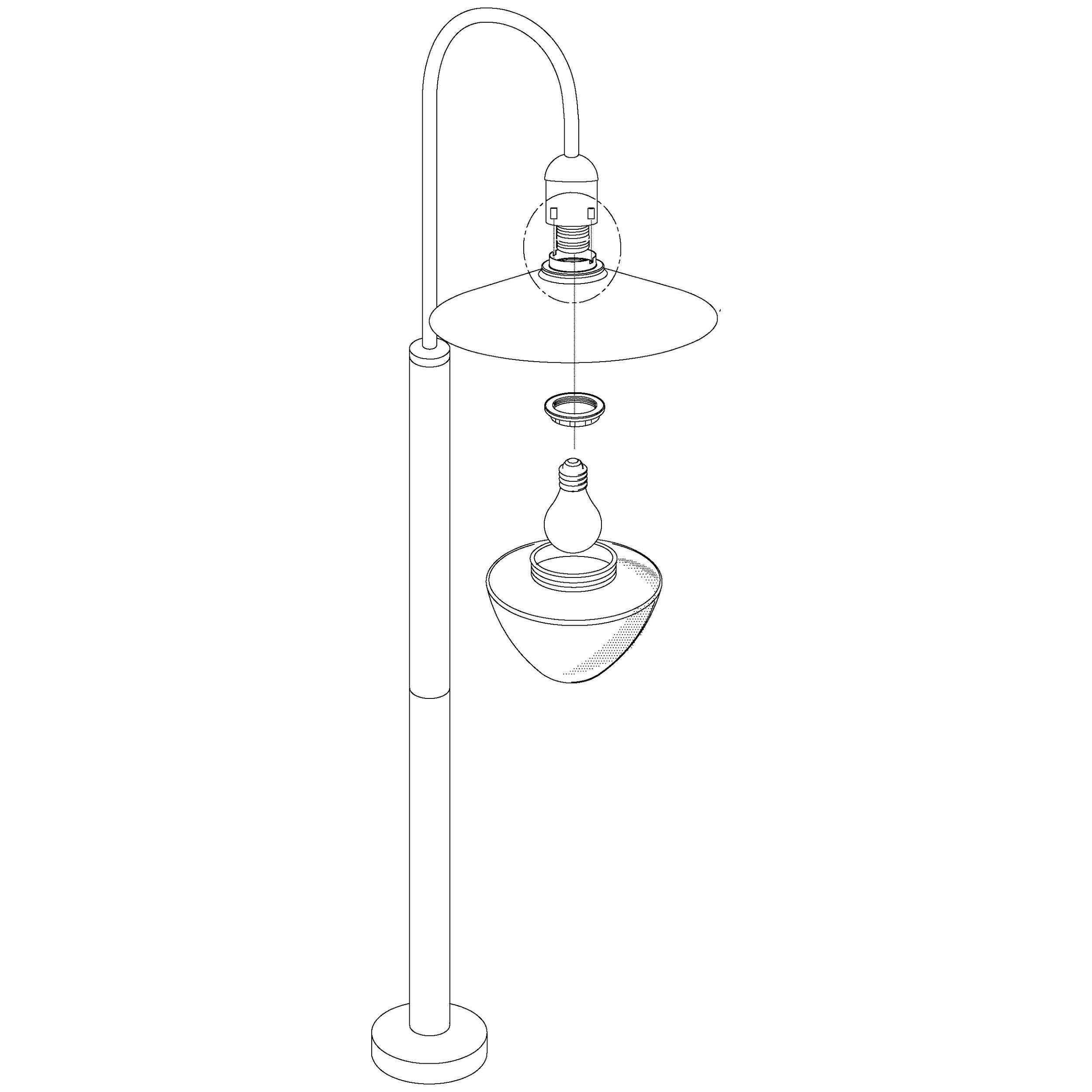 Potelet extérieur SIRMIONE en acier galvanisé noir et verre E27 60W