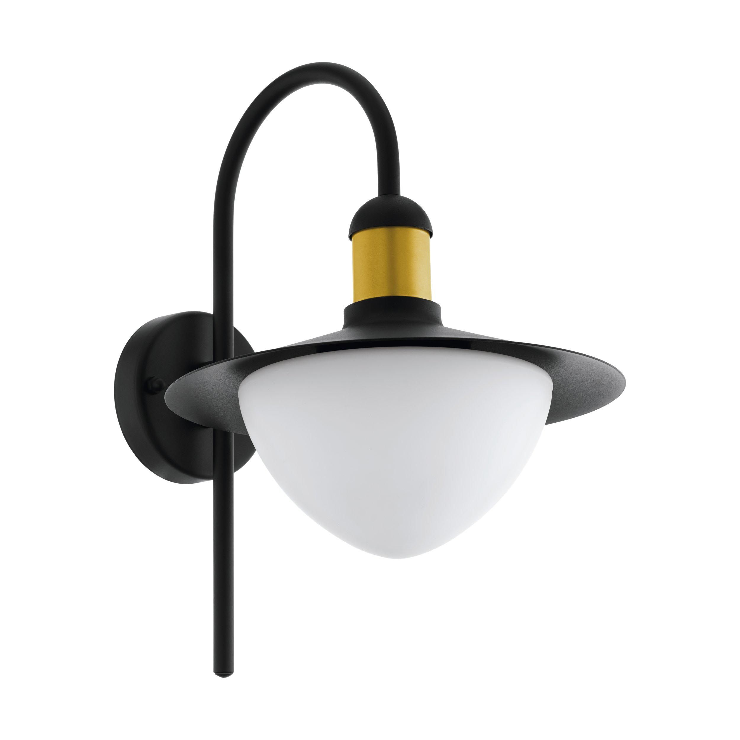 Applique extérieure SIRMIONE noir/ verre opalin H37,5cm