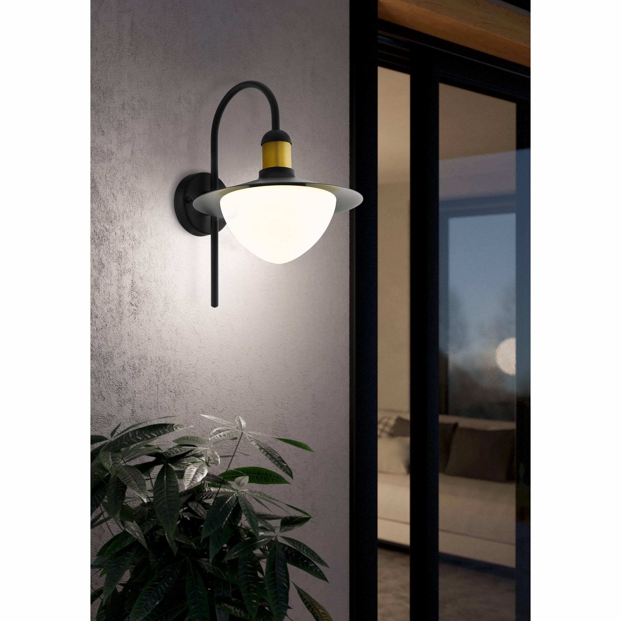 Applique extérieure SIRMIONE noir/ verre opalin H37,5cm