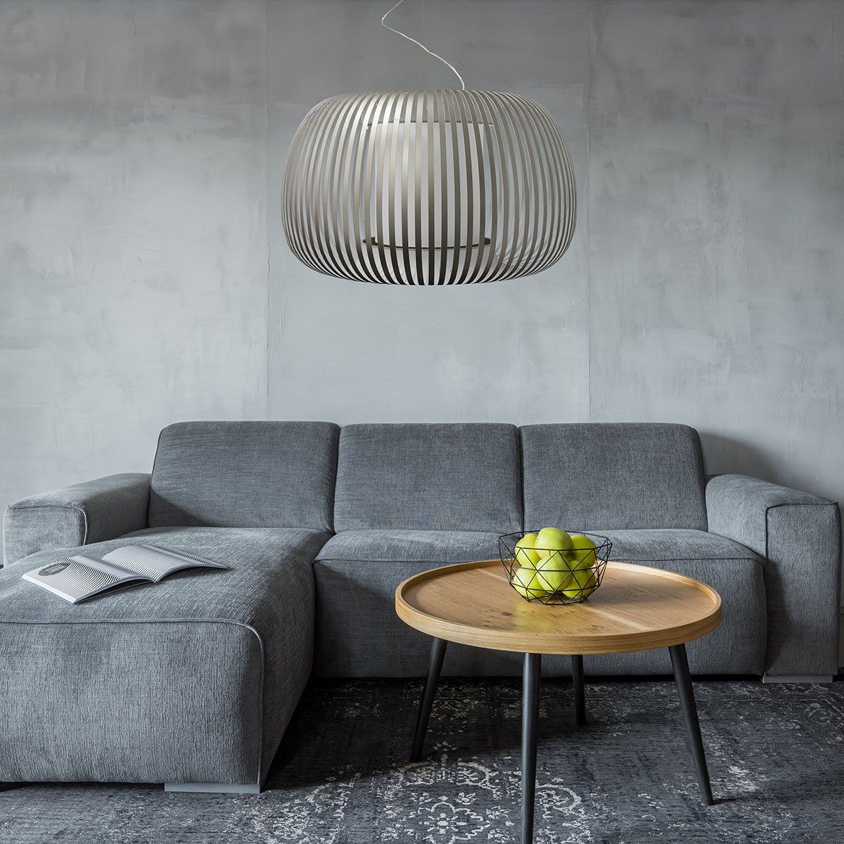 Suspension ESTENO argent/blanc Ø60cm