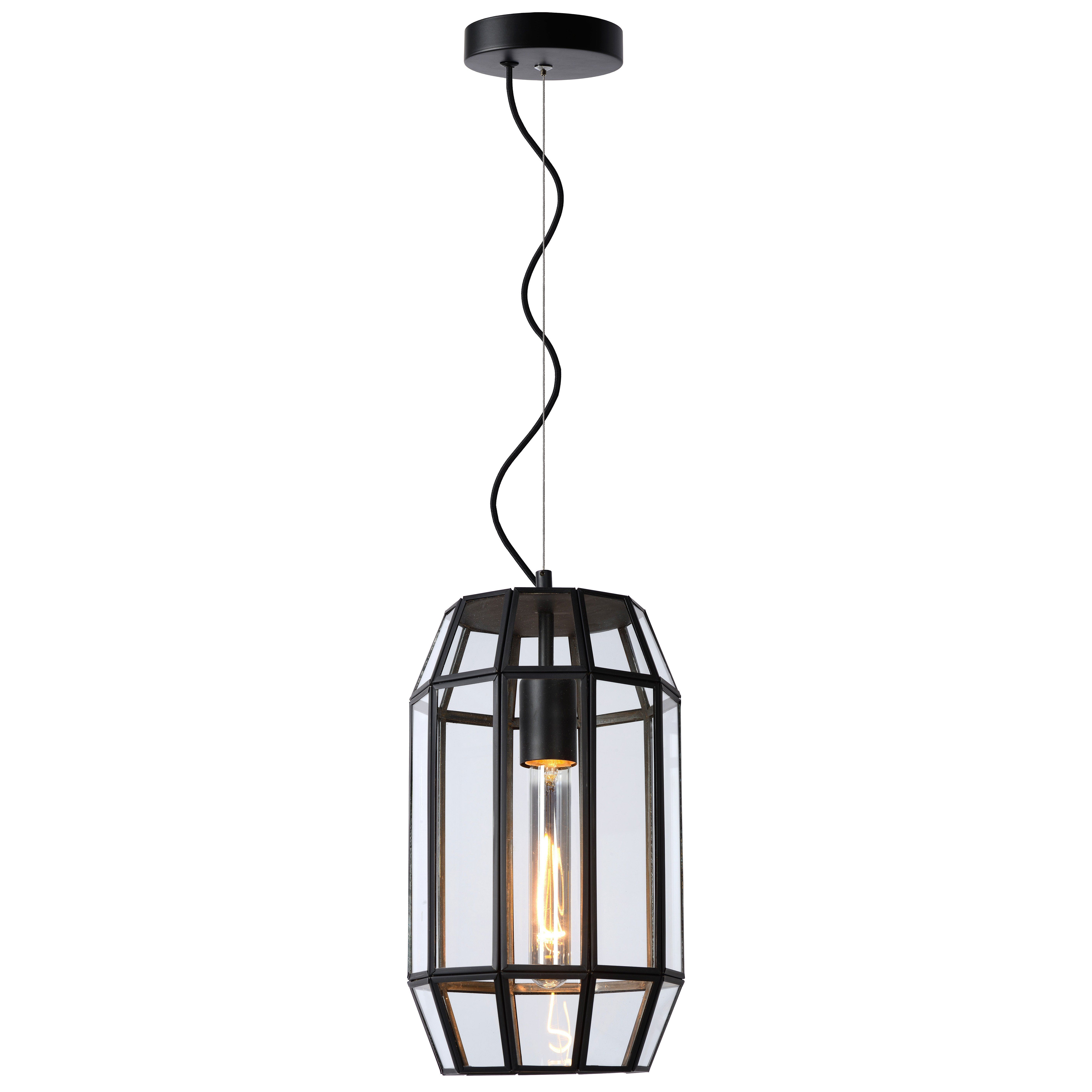 Suspension FERN (H35cm) en métal noir et verre
