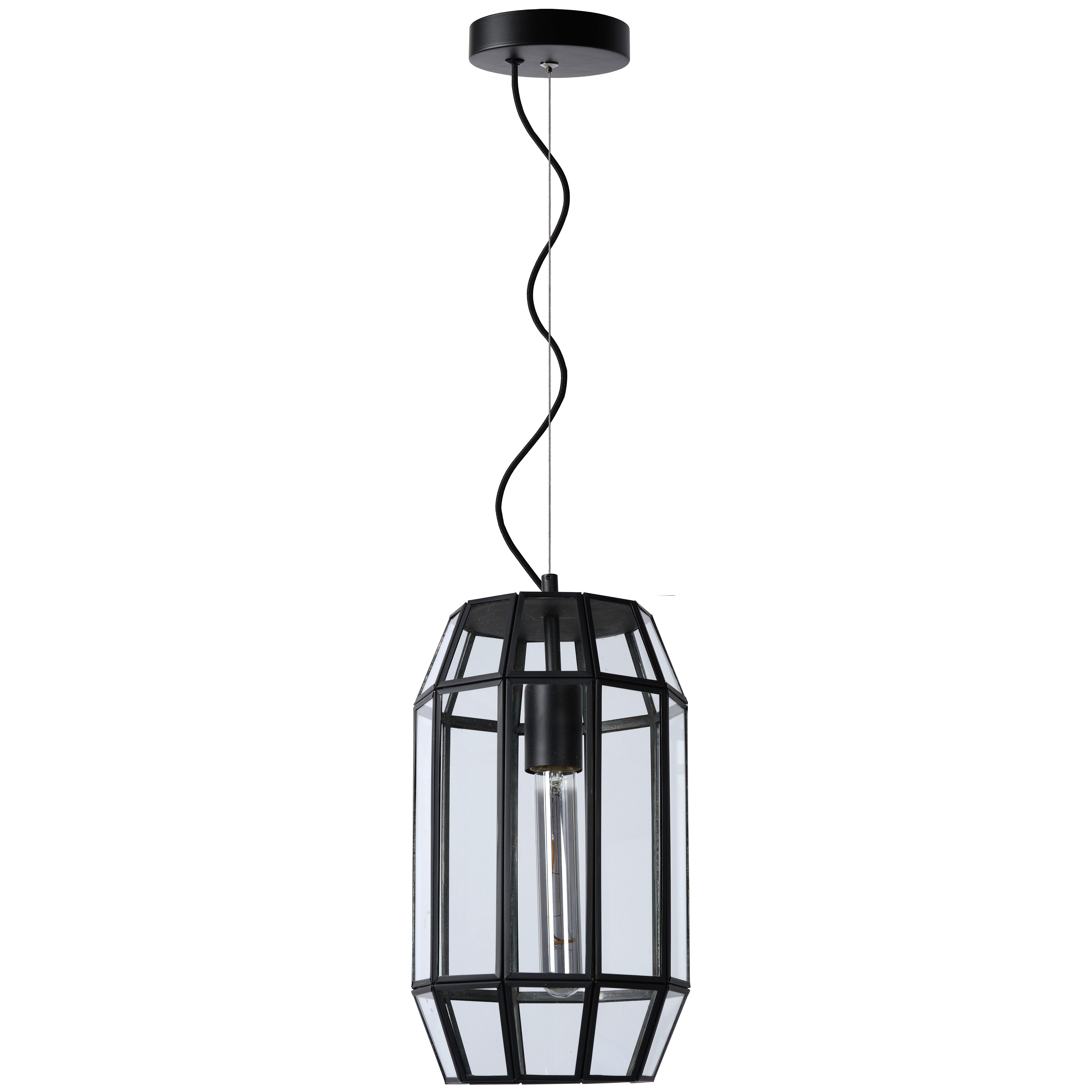 Suspension FERN (H35cm) en métal noir et verre