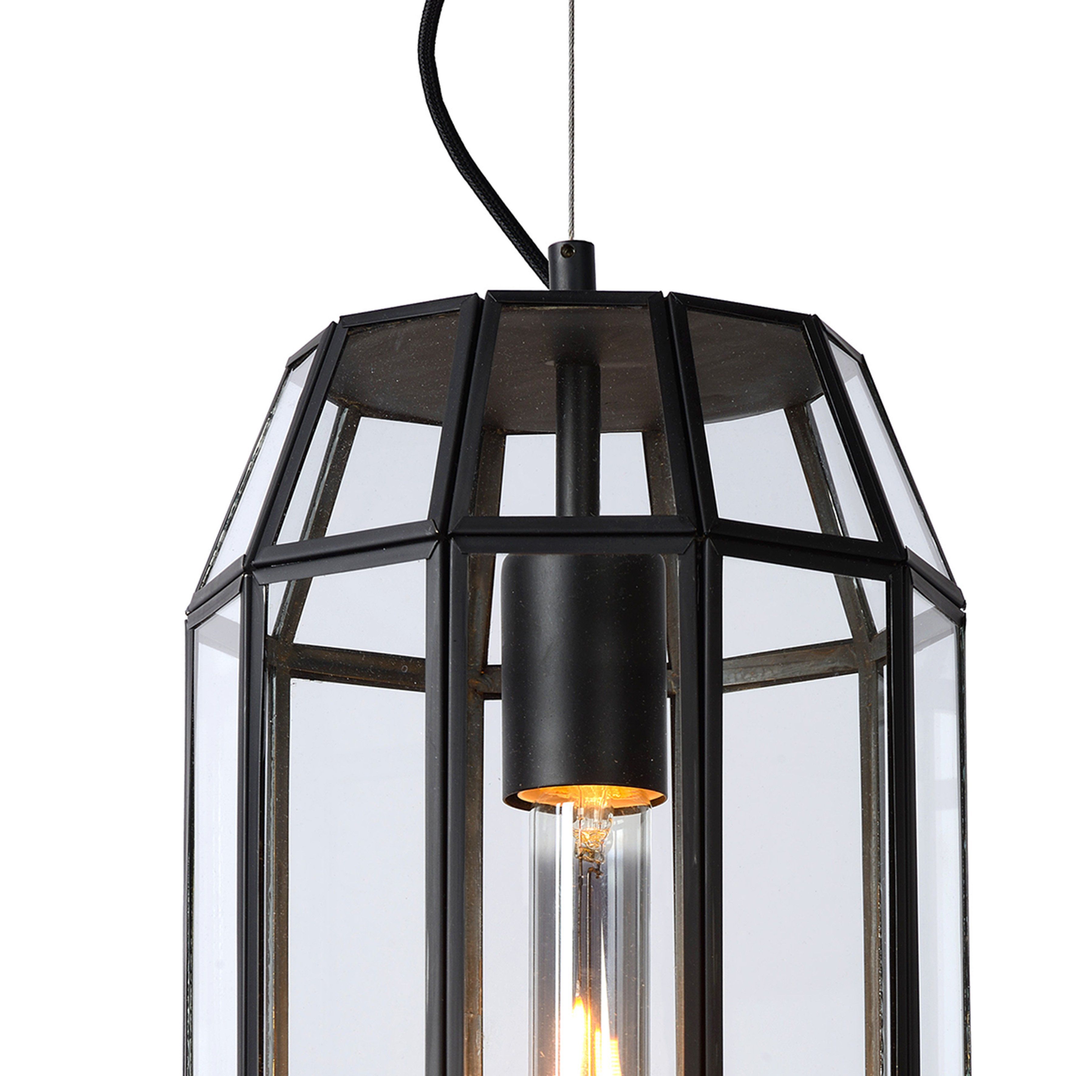 Suspension FERN (H35cm) en métal noir et verre
