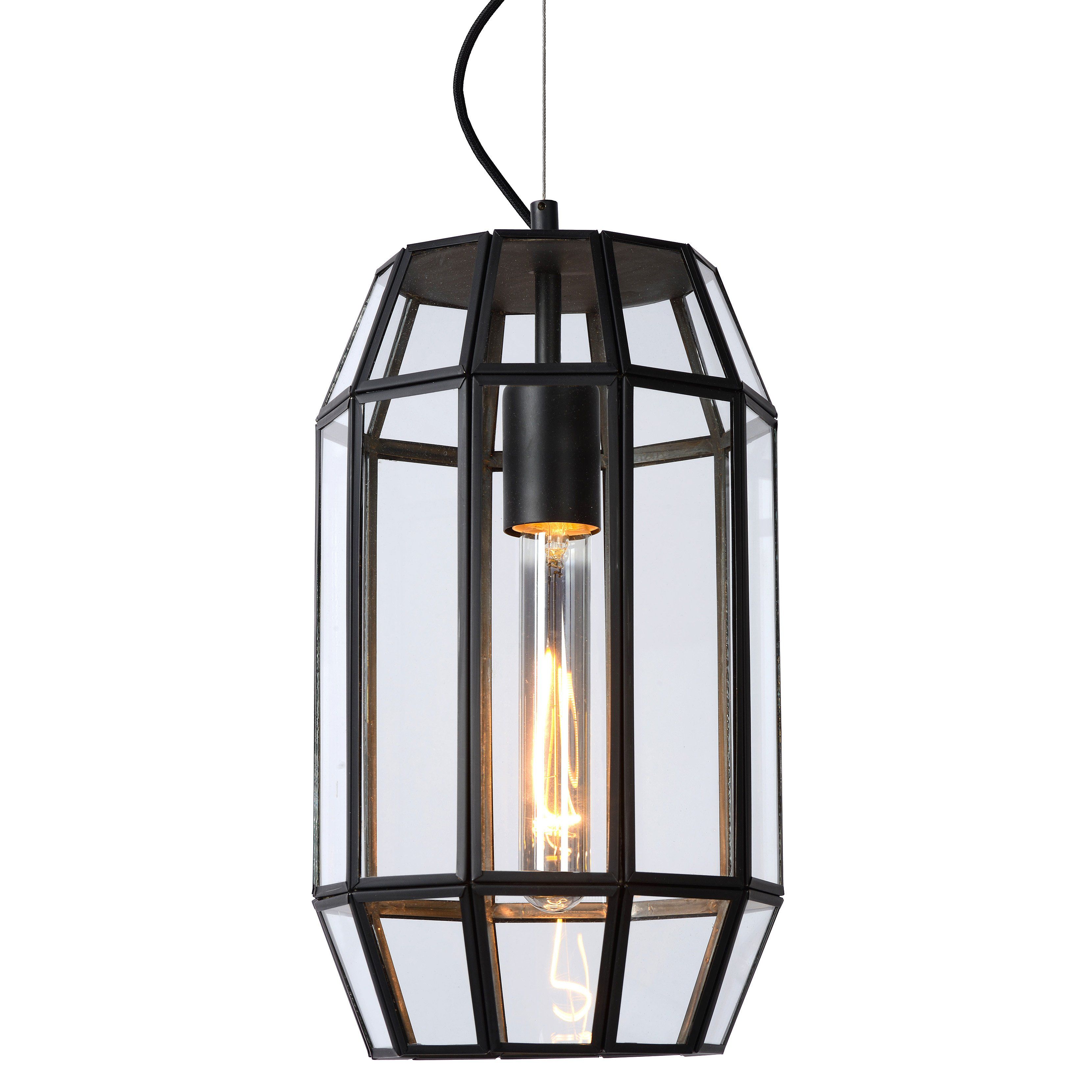 Suspension FERN (H35cm) en métal noir et verre