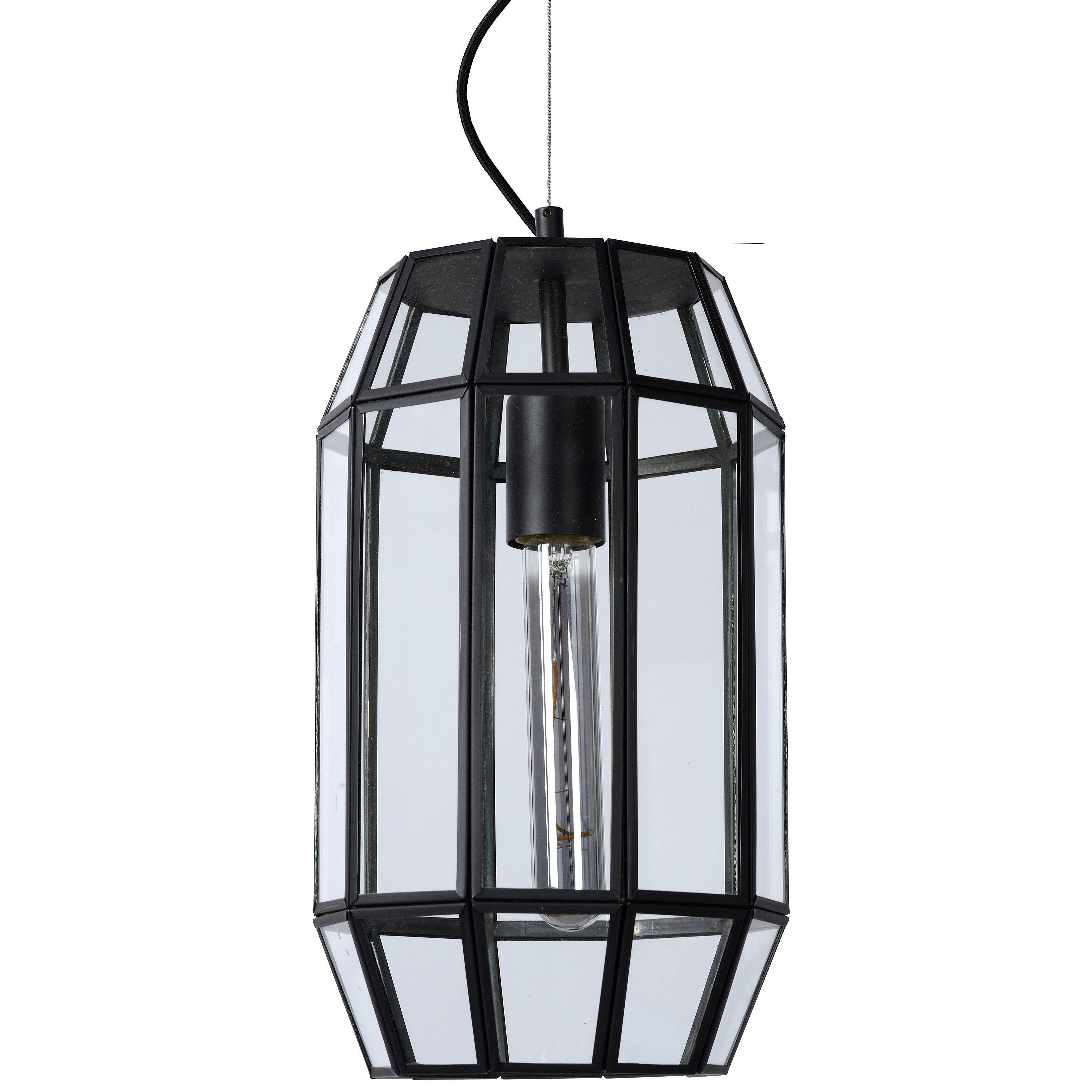 Suspension FERN (H35cm) en métal noir et verre