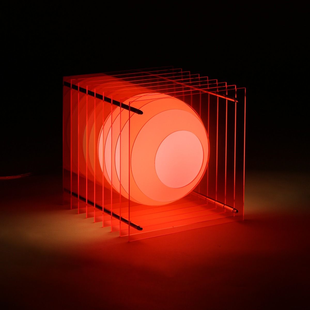 Lampe LOP BIG SQUARE rose/verre opal H24cm