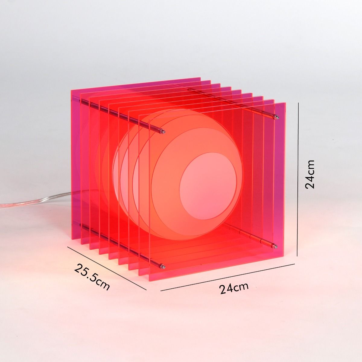 Lampe LOP BIG SQUARE rose/verre opal H24cm