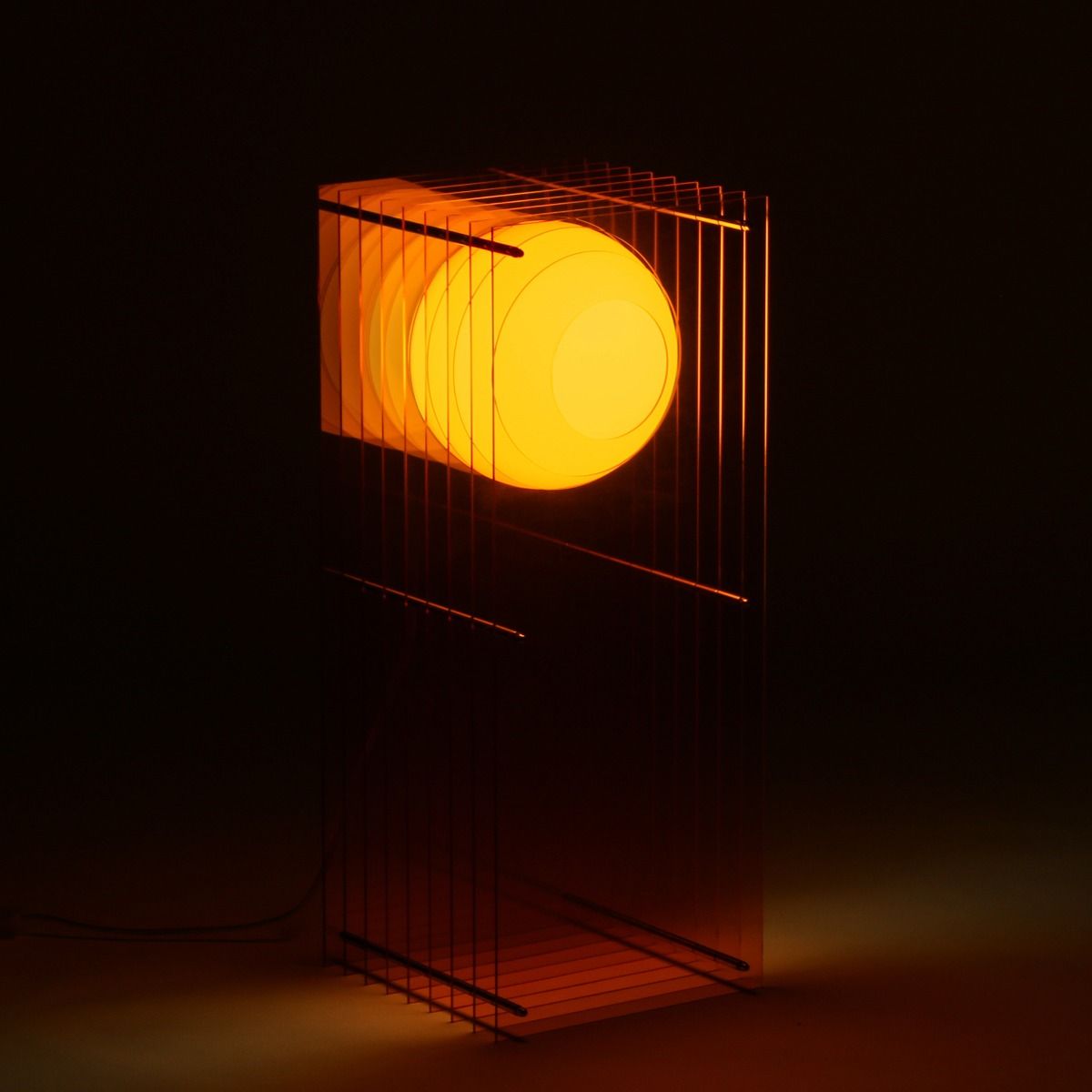 Lampe LOP BIG RECTANGLE acrylique orange/verre opal H60cm