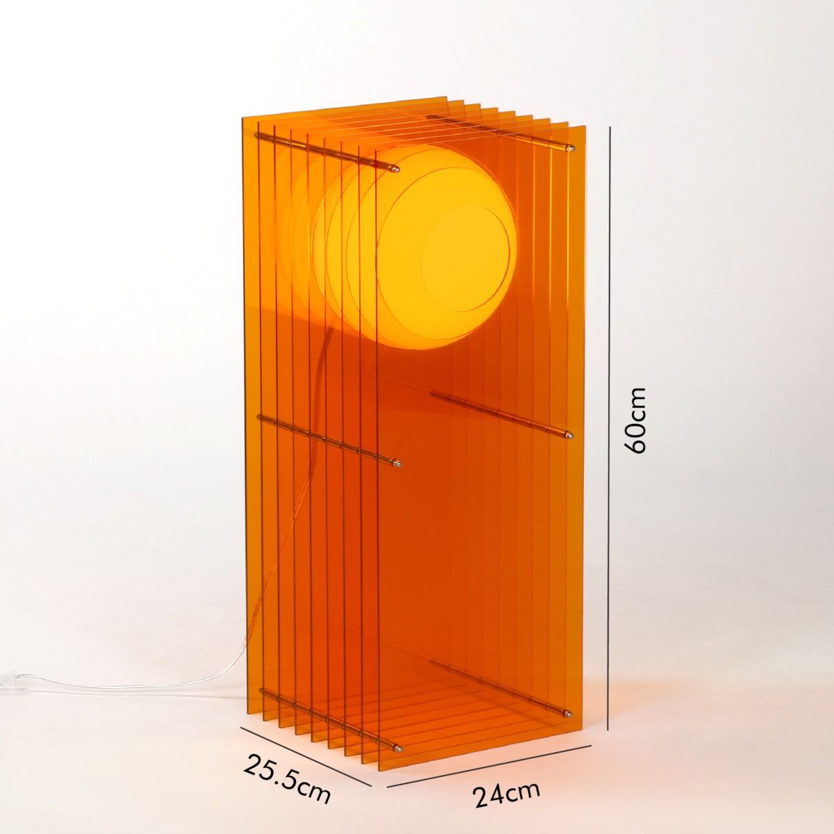 Lampe LOP BIG RECTANGLE acrylique orange/verre opal H60cm
