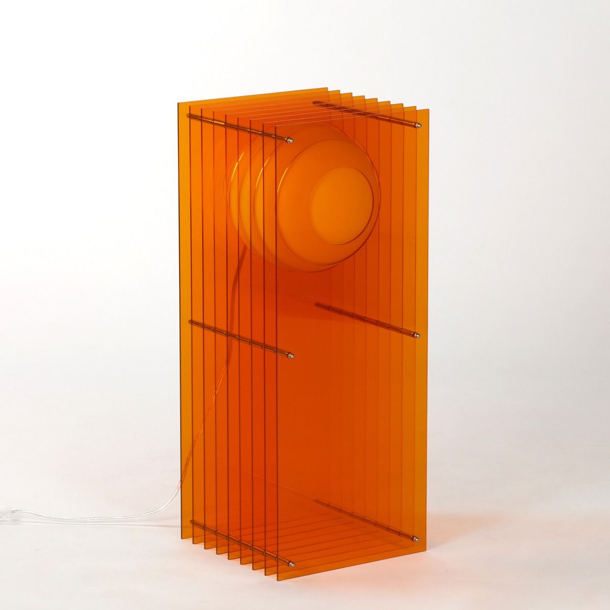 Lampe LOP BIG RECTANGLE acrylique orange/verre opal H60cm