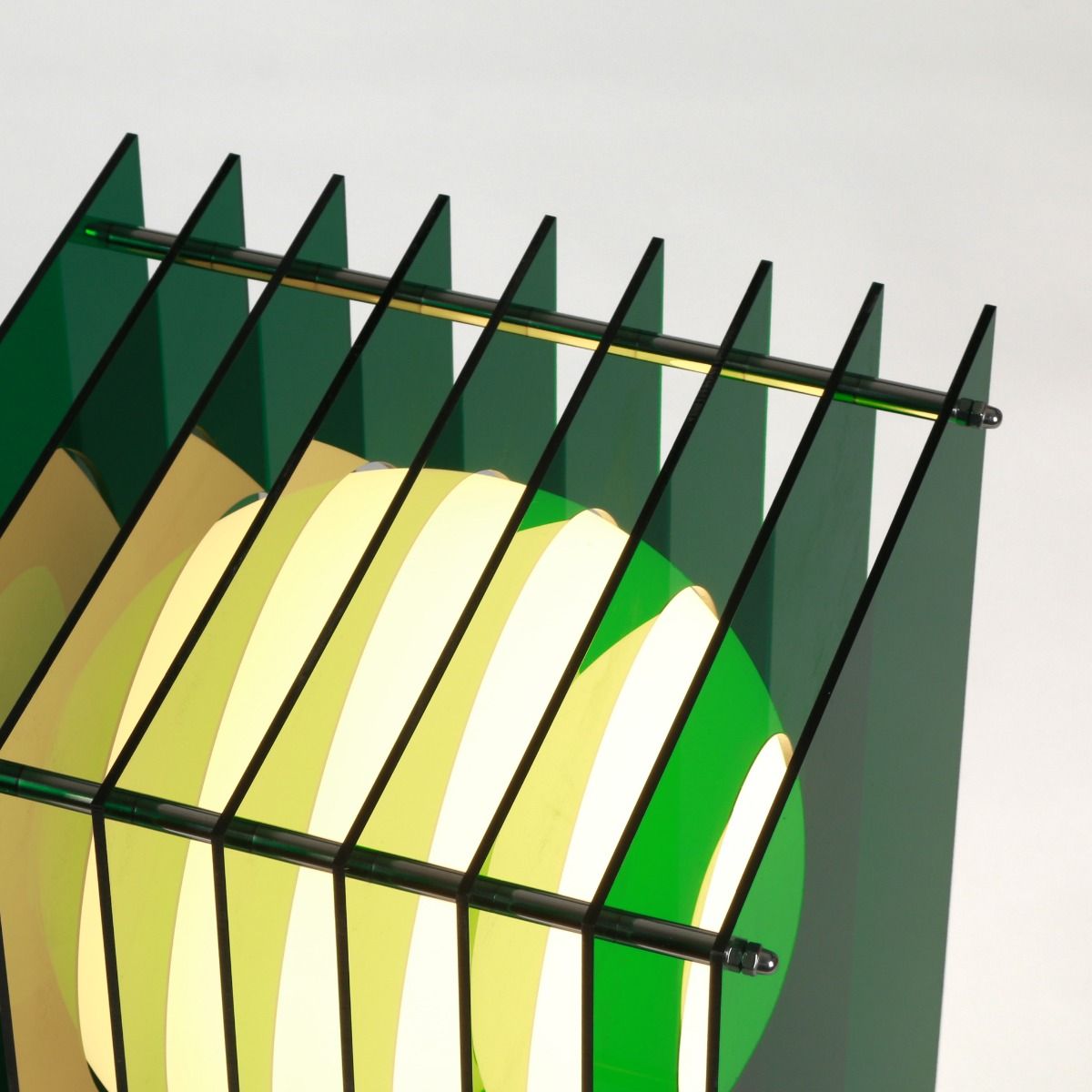 Lampe LOP BIG RECTANGLE en acrylique vert/verre opal H60cm
