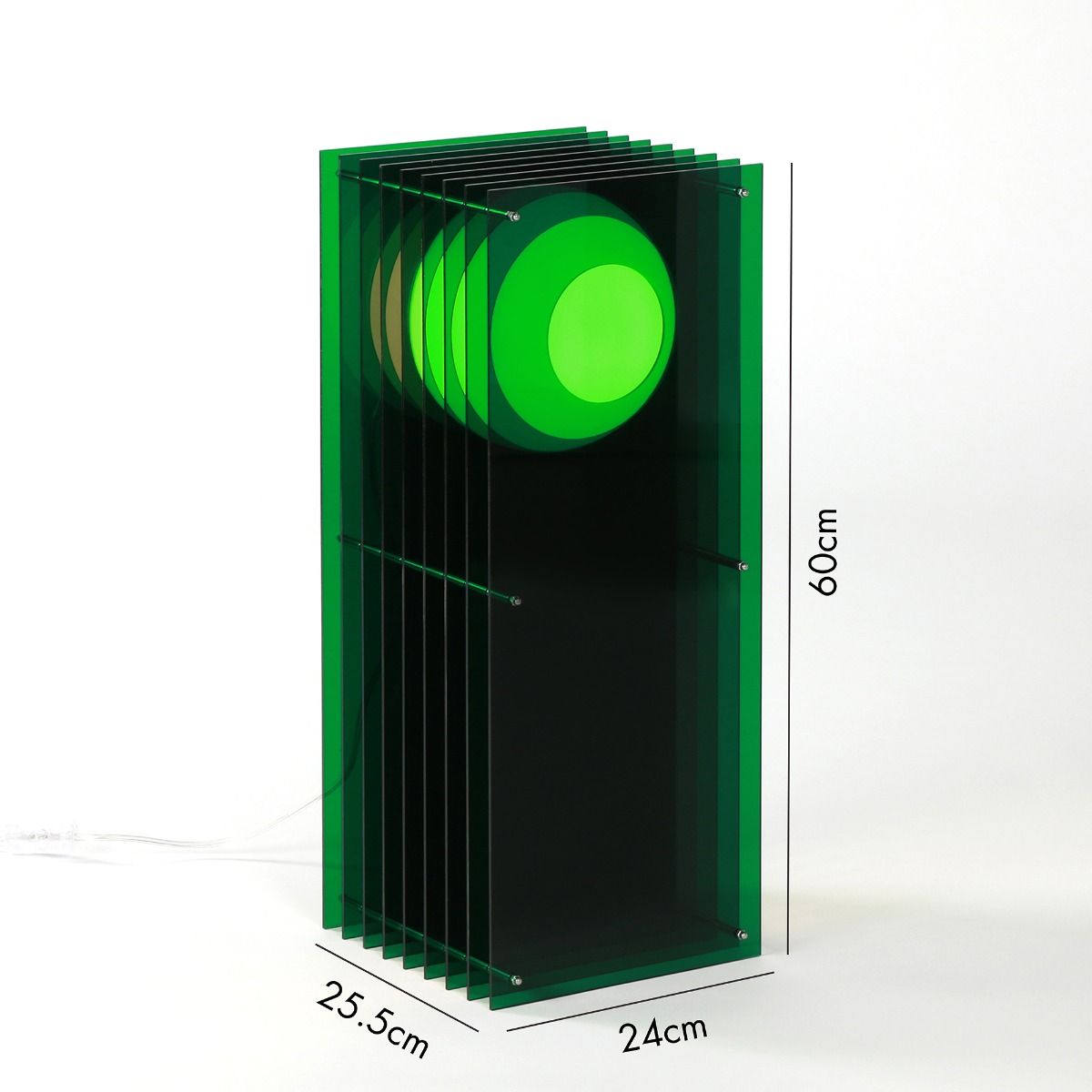 Lampe LOP BIG RECTANGLE en acrylique vert/verre opal H60cm