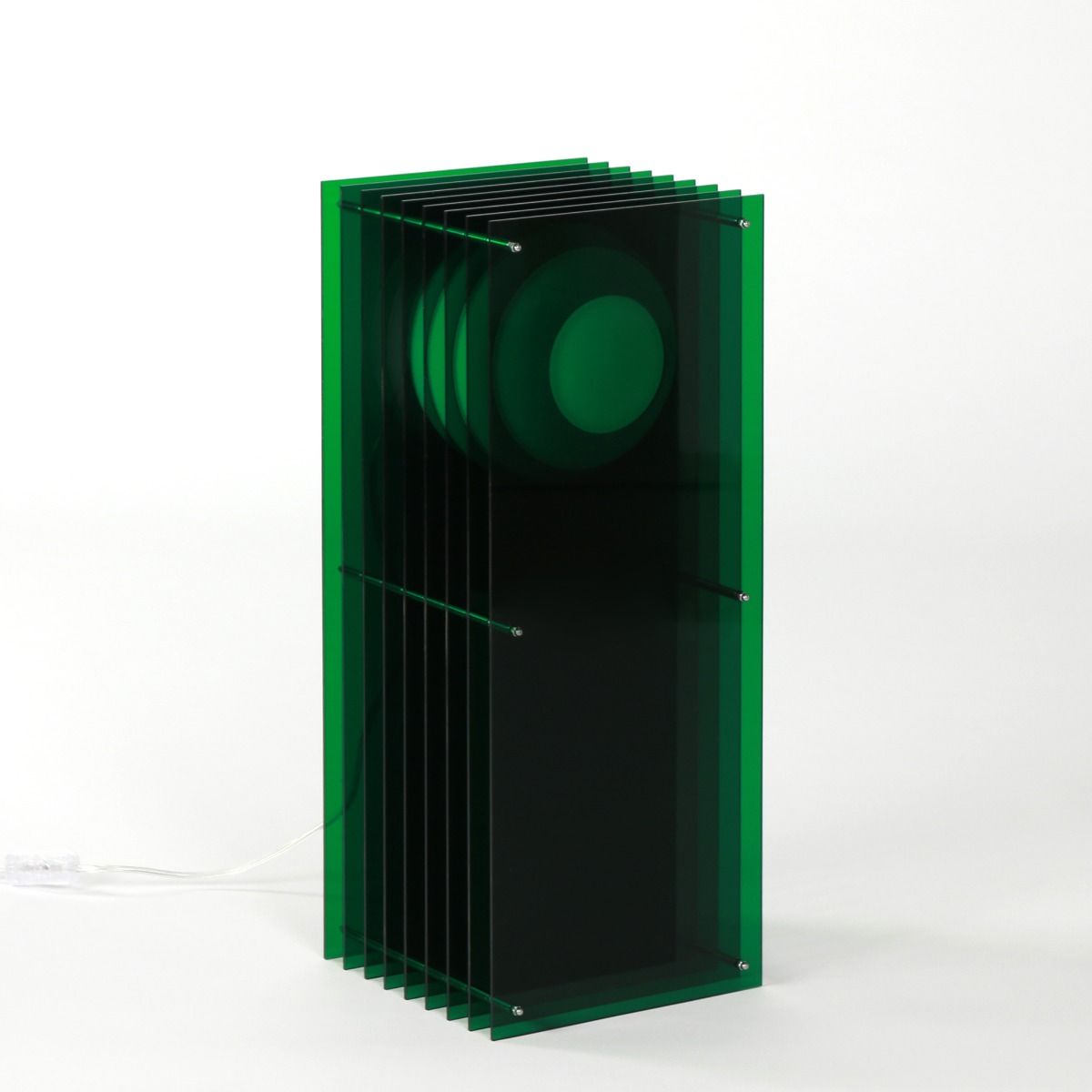 Lampe LOP BIG RECTANGLE en acrylique vert/verre opal H60cm