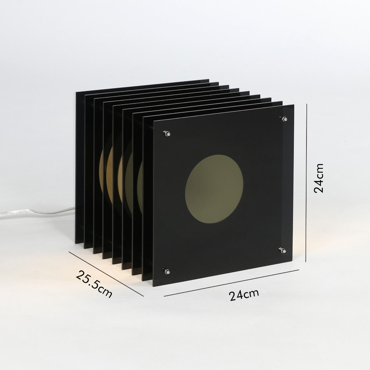 Lampe BIG SQUARE en acrylique noir/verre opal H24cm
