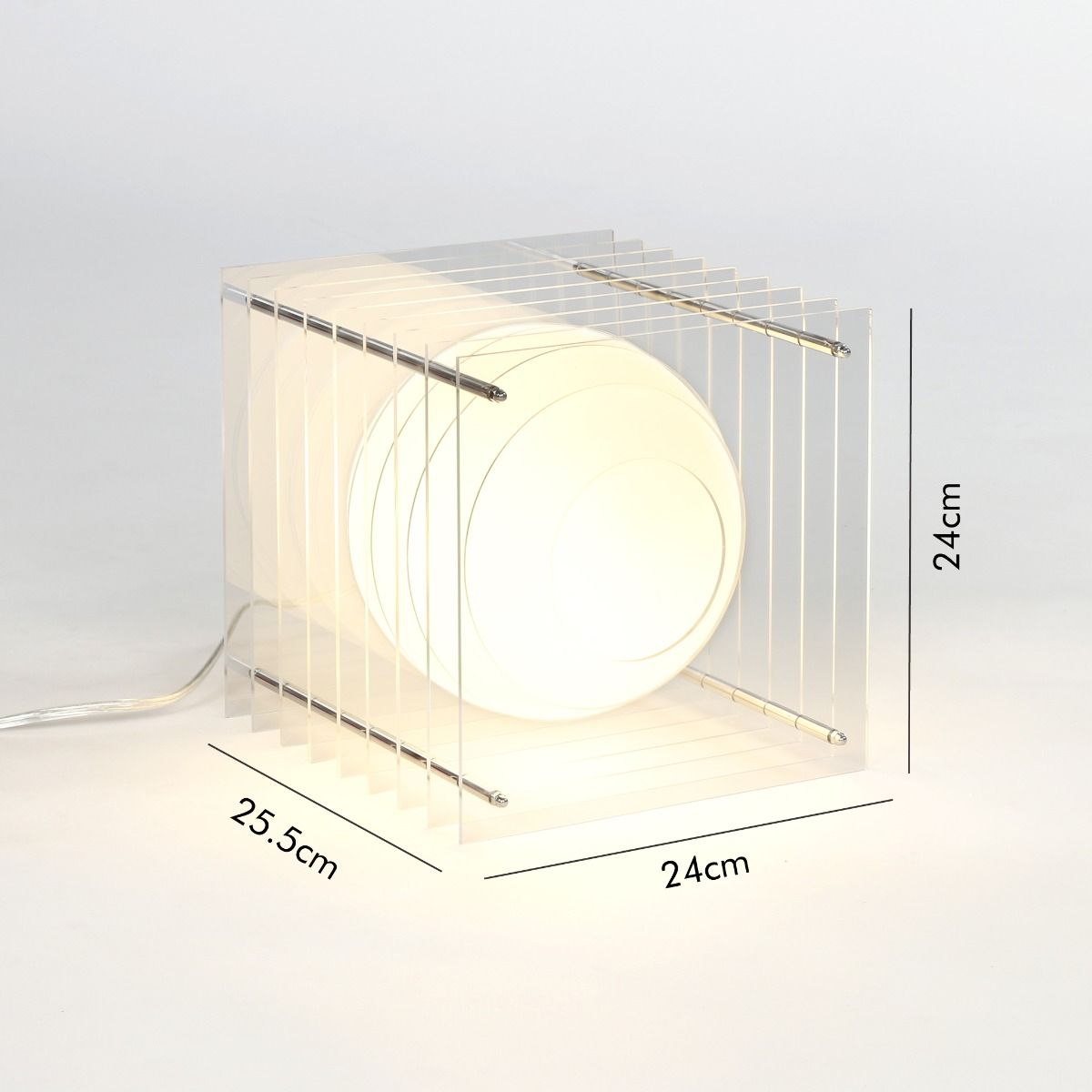 Lampe LOG BIG SQUARE en acrylique blanc transparent/verre opal H24cm