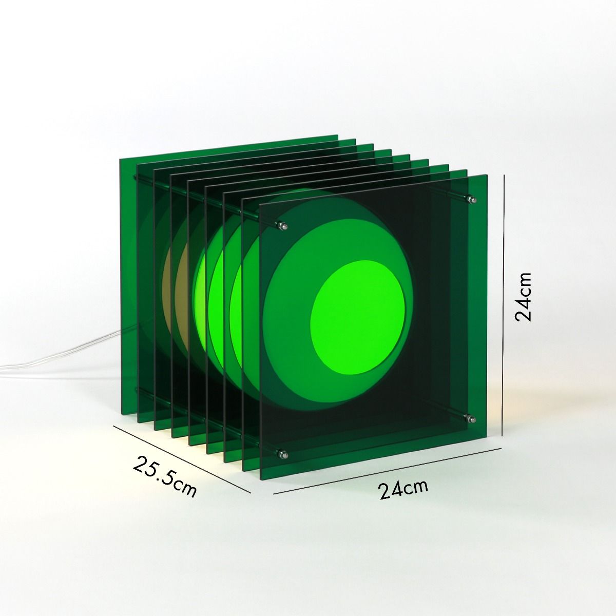Lampe LOG BIG SQUARE en acrylique vert/verre opal H24cm