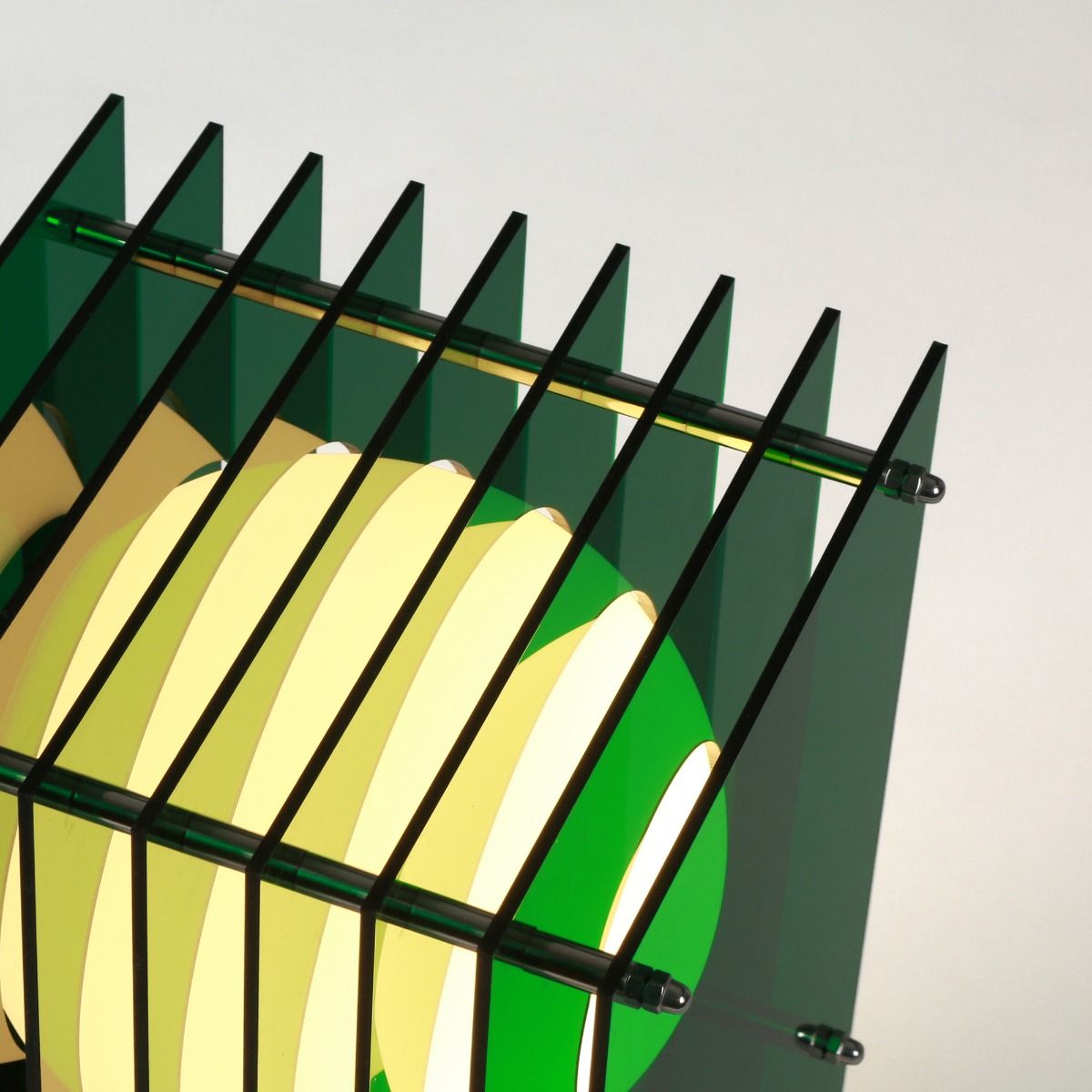 Lampe LOP SMALL RECTANGLE acrylique vert/verre opal H38cm