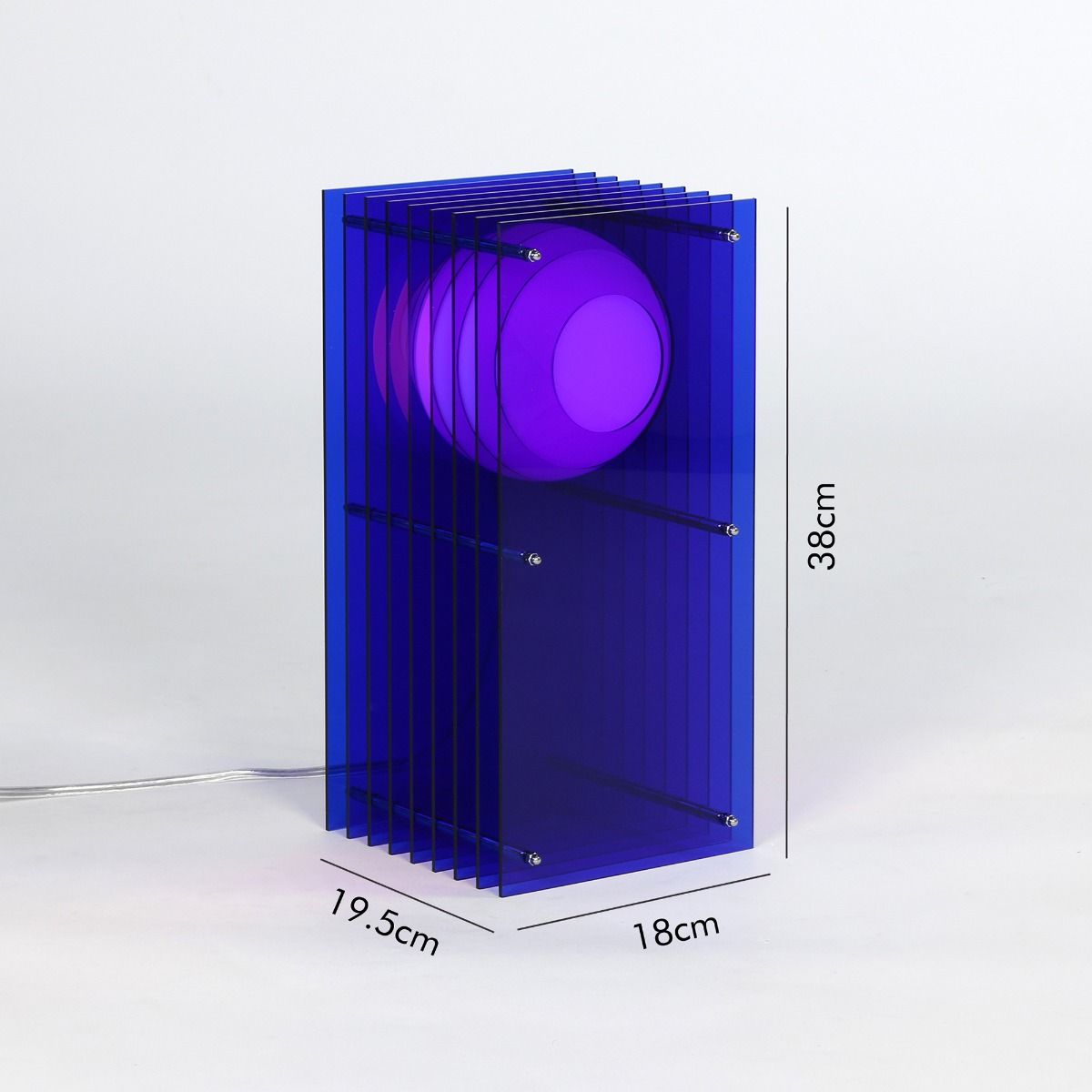 Lampe LED LOP SMALL RECTANGLE bleu H38cm