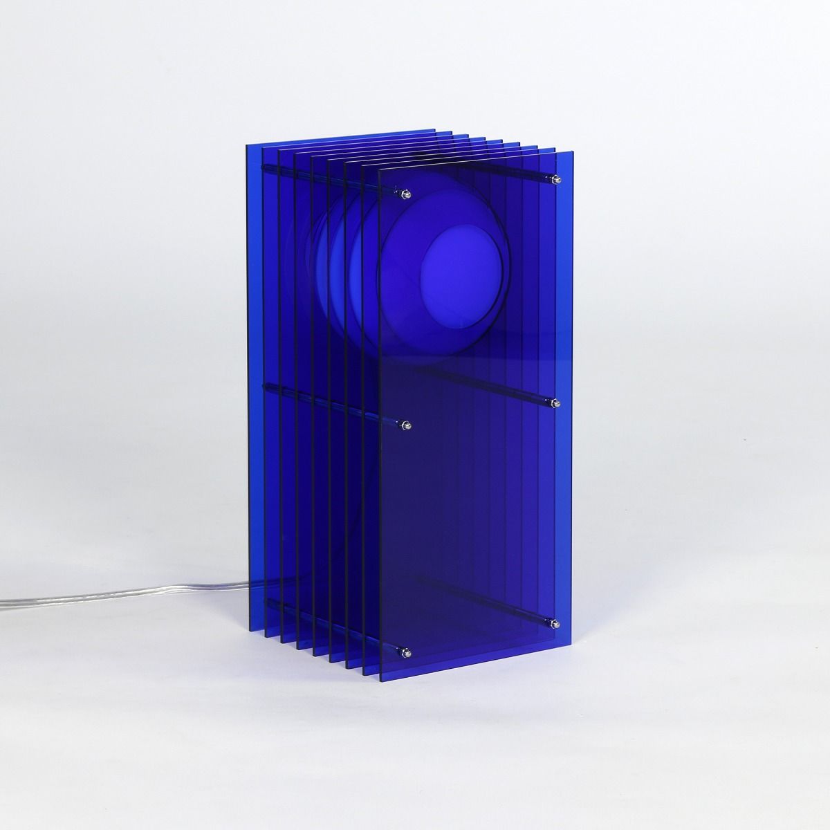 Lampe LED LOP SMALL RECTANGLE bleu H38cm