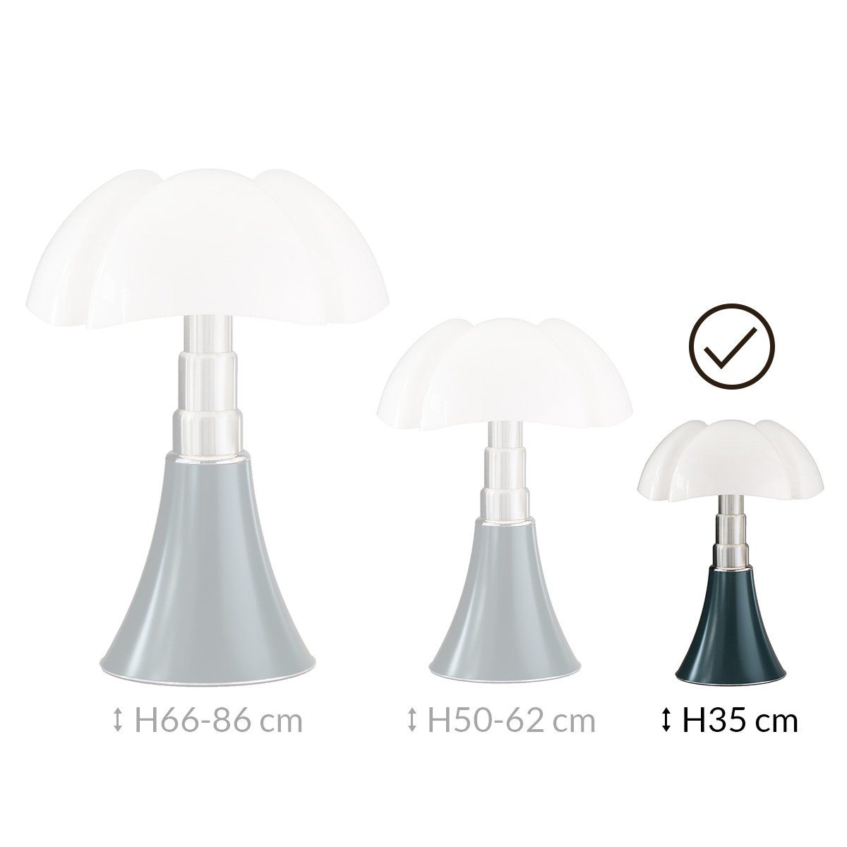 Lampe LED dimmable PIPISTRELLO MINI vert agave H35cm