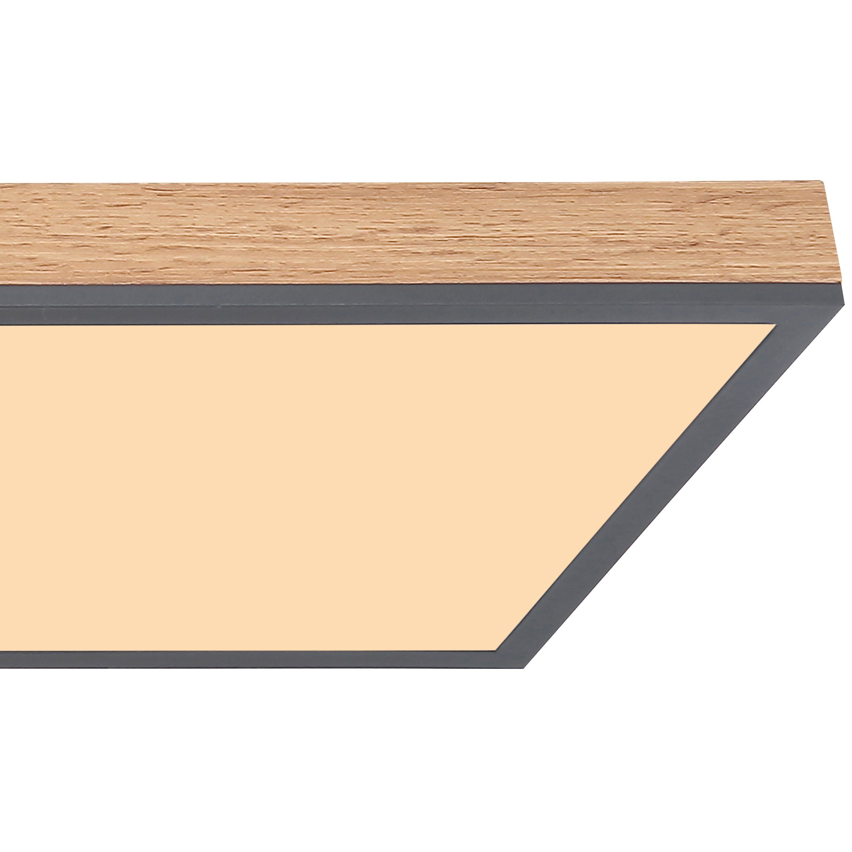 Plafonnier LED rectangulaire DORO (L120cm) en aluminium couleur graphite et bois MDF