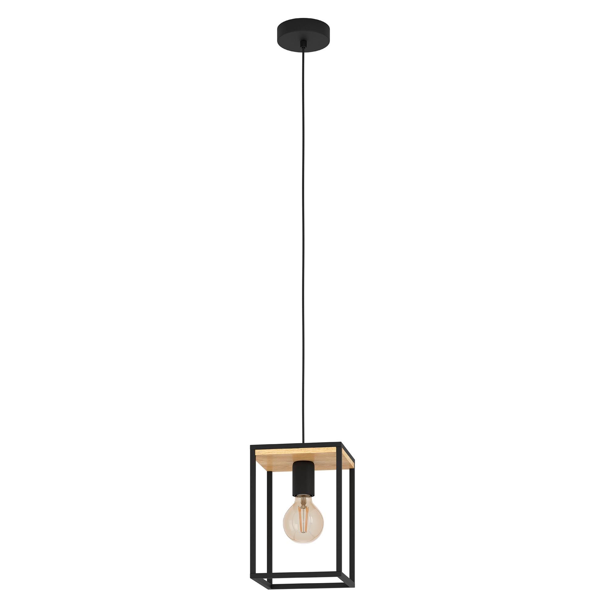Suspension LIBERTAD noir et bois D18cm