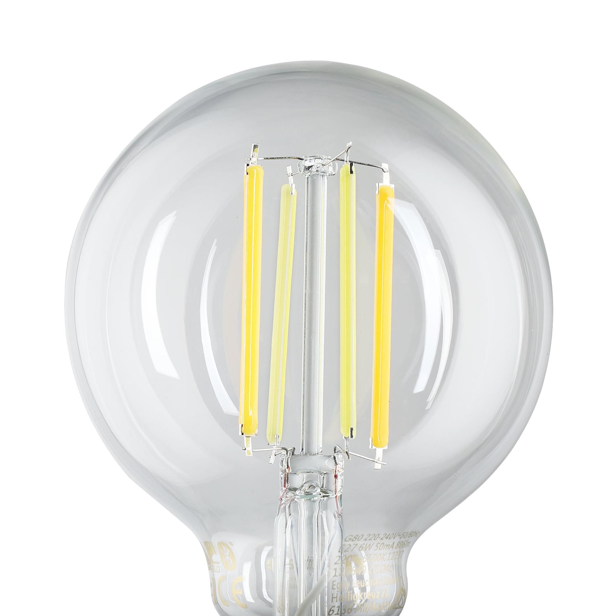 Ampoule Connectée forme globe en verre transparent CONNECT Z D8 cm E27 6W 806 lumens