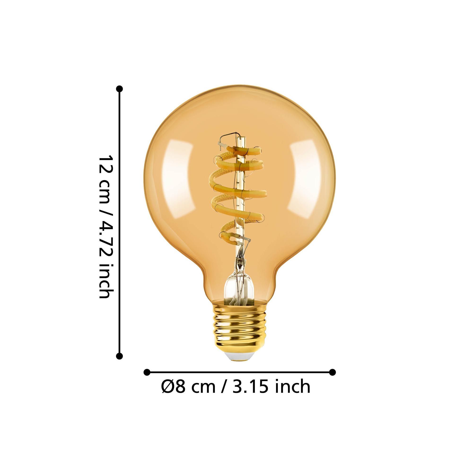 Ampoule Connectée forme globe en verre ambre CONNECT Z D8 cm  E27 4,9W 360 lumens