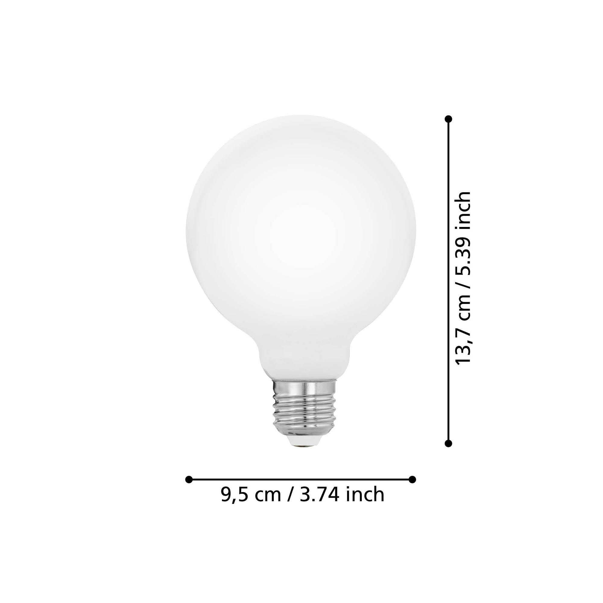 Ampoule Led Globe E27 verre opale forme globe D9,5 9W