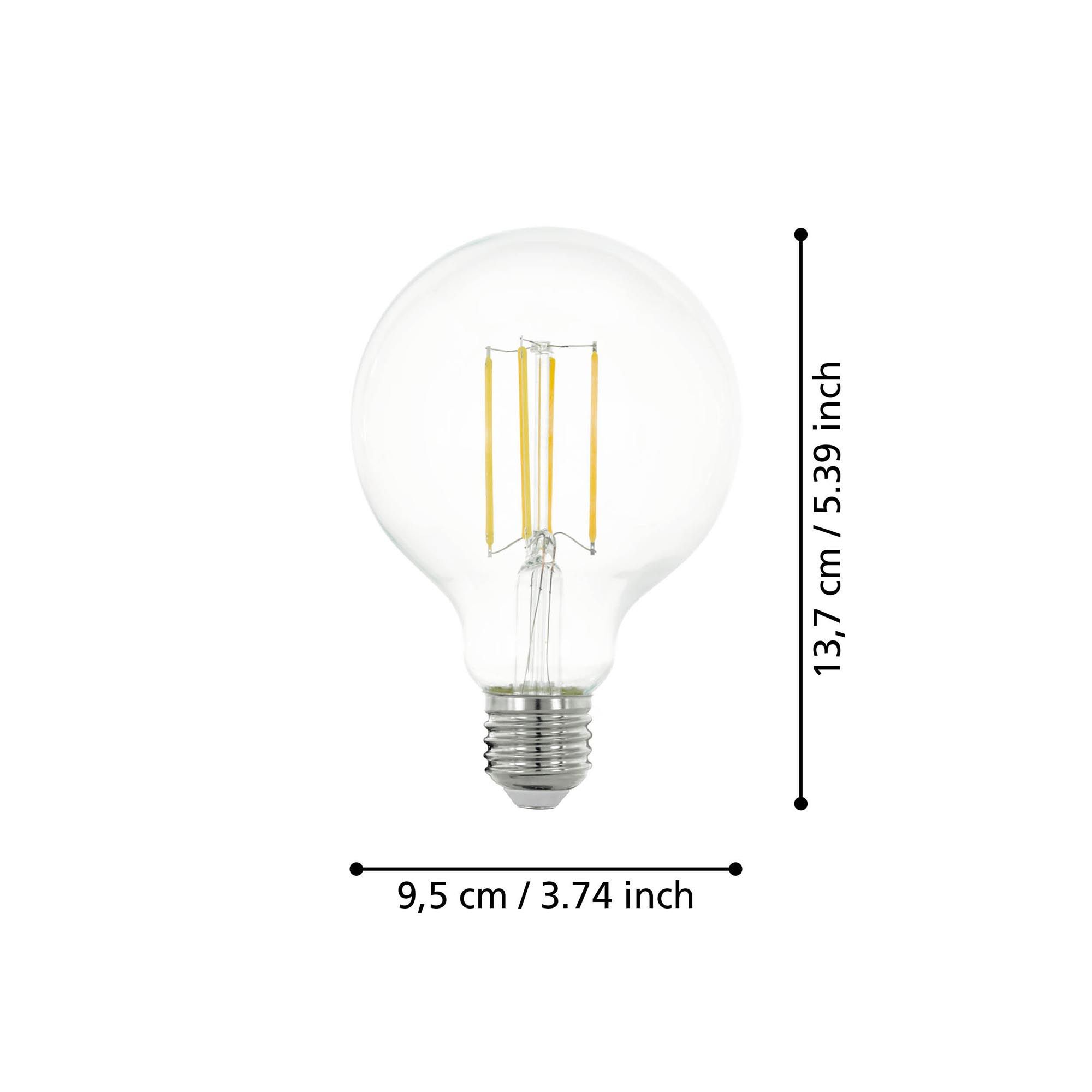 Ampoule Led Globe E27 verre transparent forme globe D9,5 8W