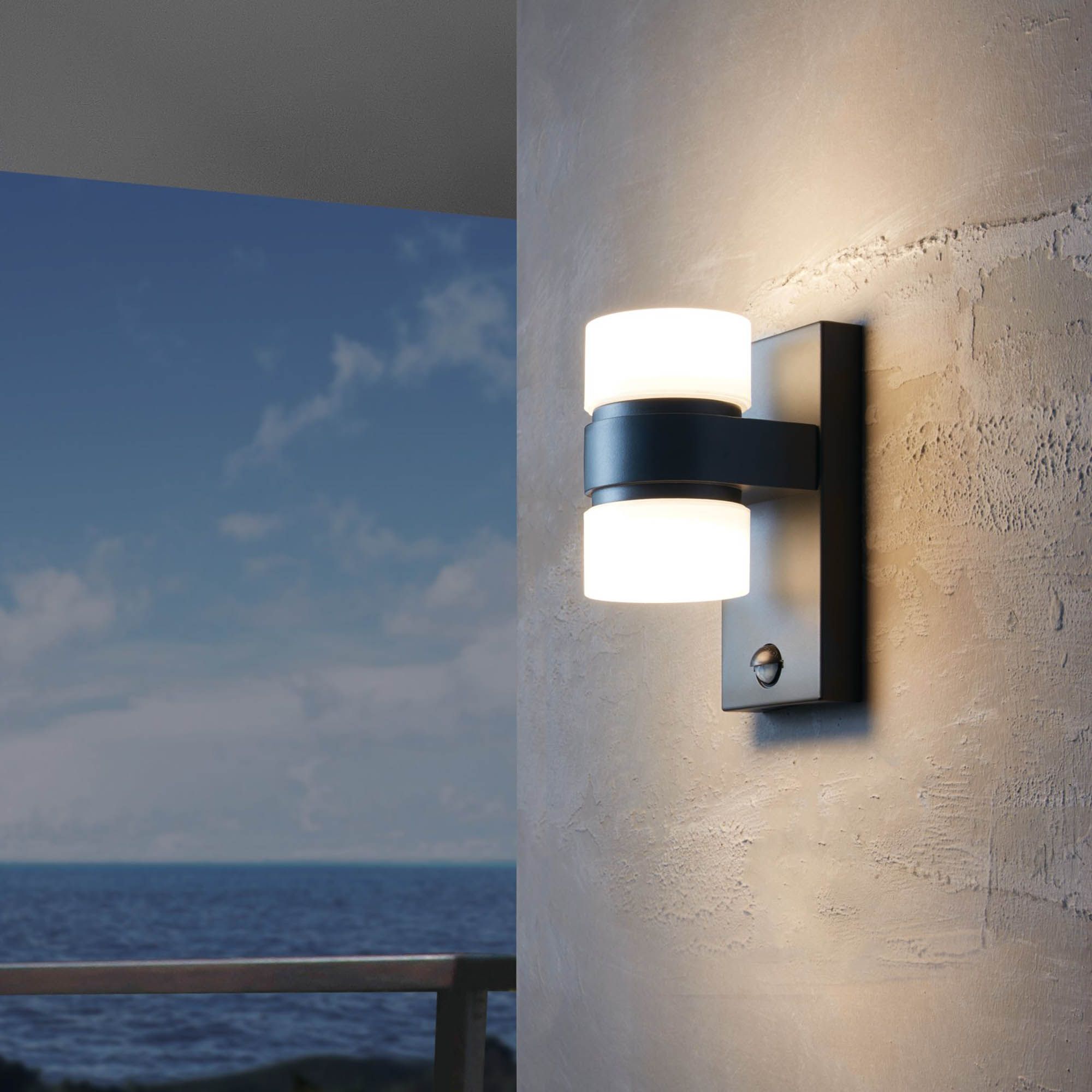 Applique extérieure détecteur LED ATOLLARI anthracite H23cm