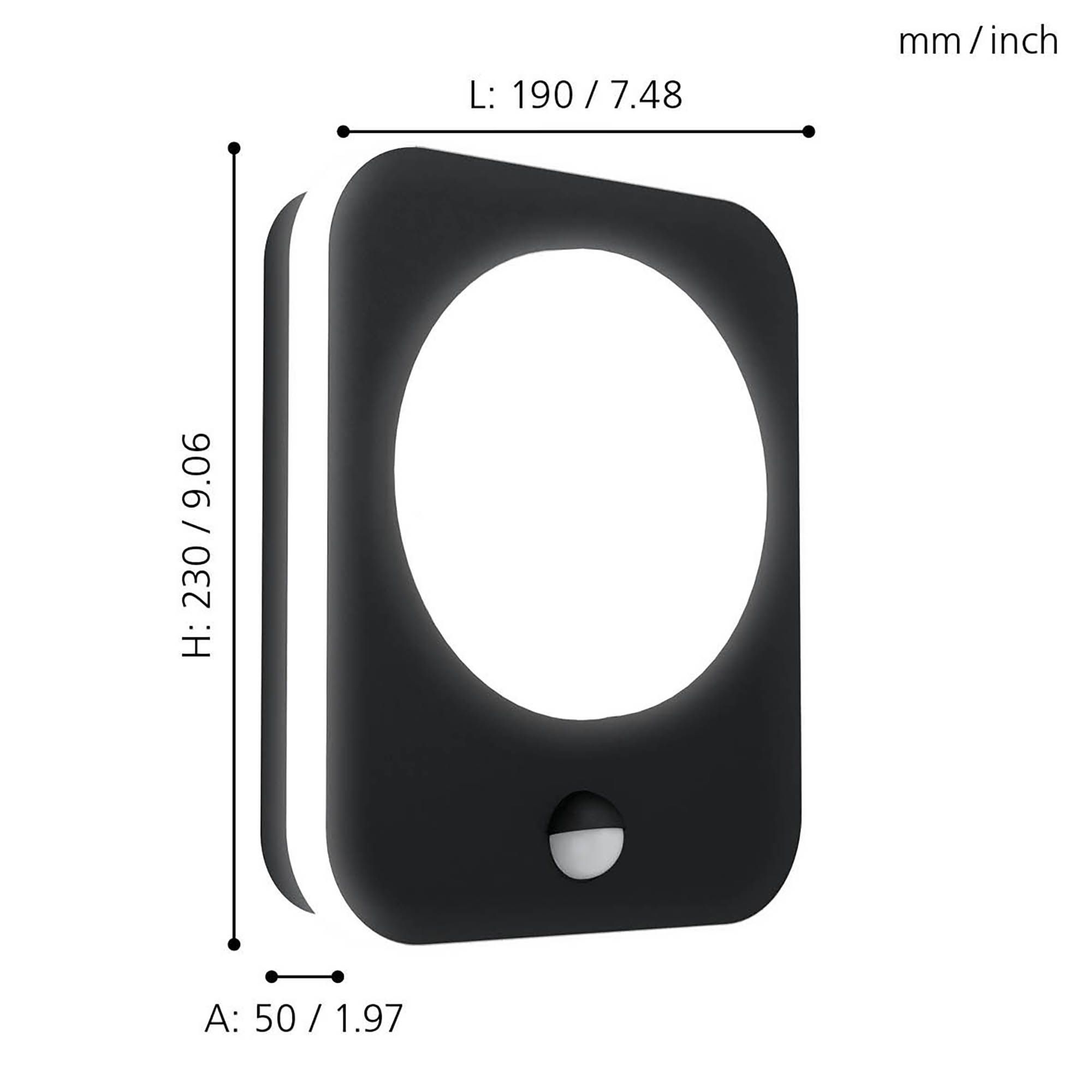 Applique extérieure détecteur LED MADRIZ noir H19cm