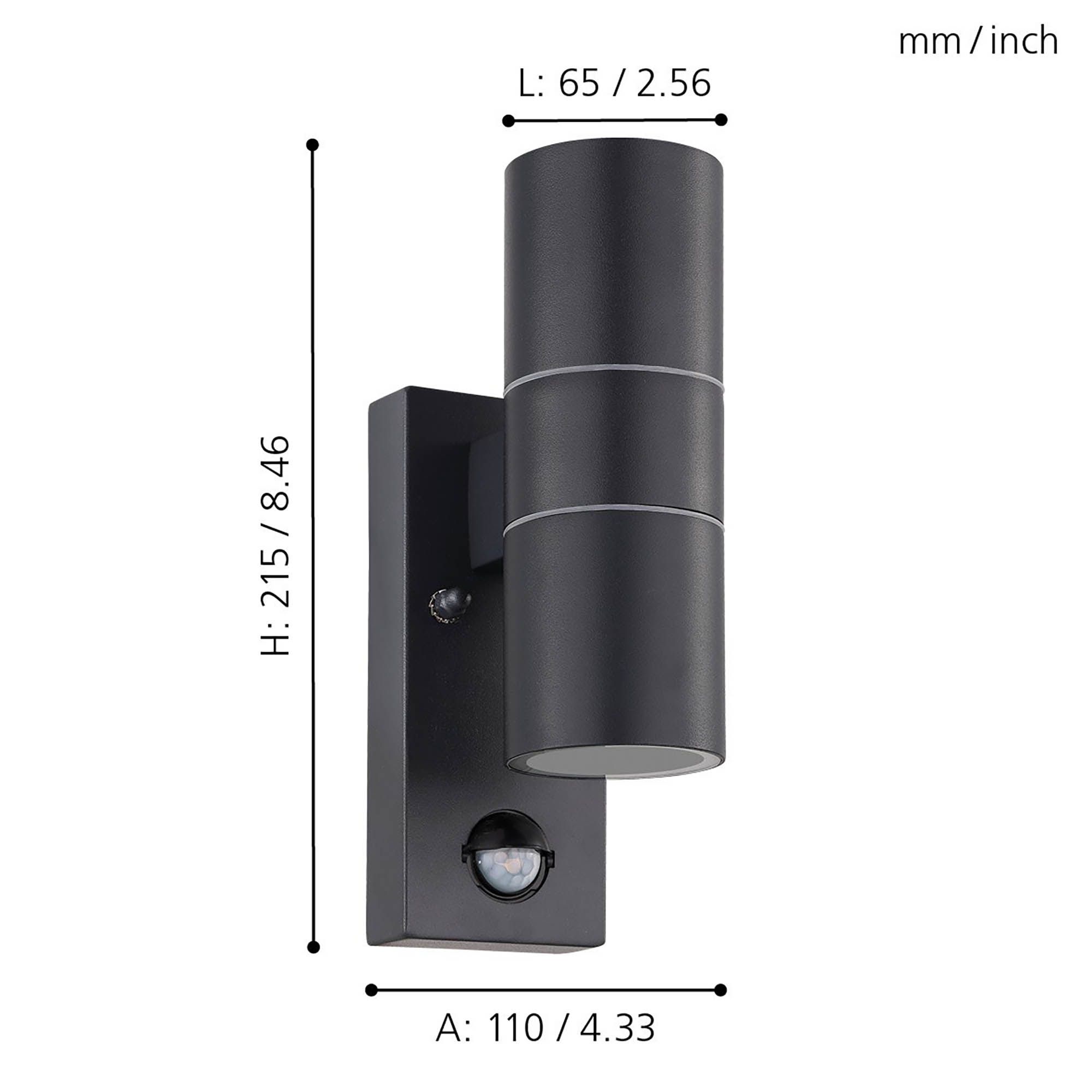 Applique extérieure détecteur RIGA noir H21,5cm